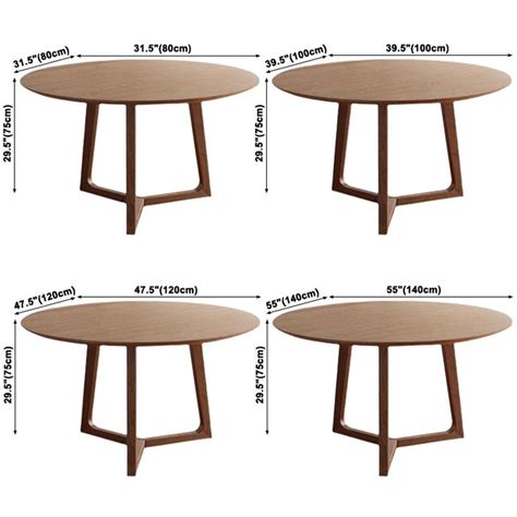 three tables are shown with measurements for the table top and bottom ...