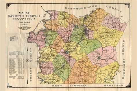 1912 Map Of Fayette County Pennsylvania Coal Mines Coke Ovens Etsy