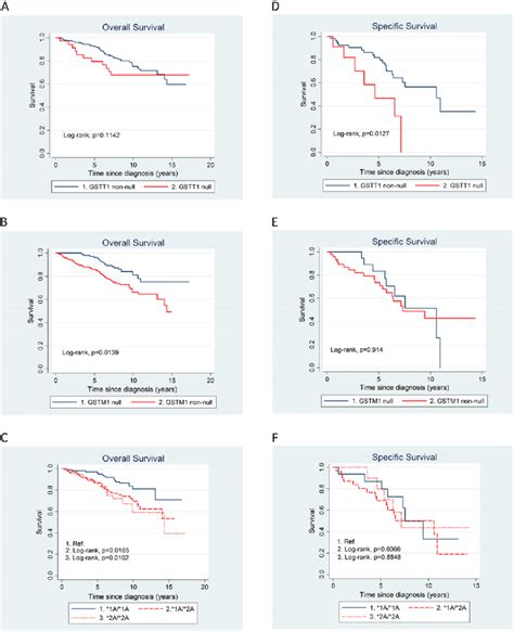 Prostate cancer-Overall survival (A-C) and specific survival (D-F ...