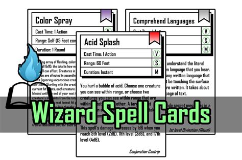 Wizard Spell Cards For Dnd E Form Fillable Pdfs Included Off