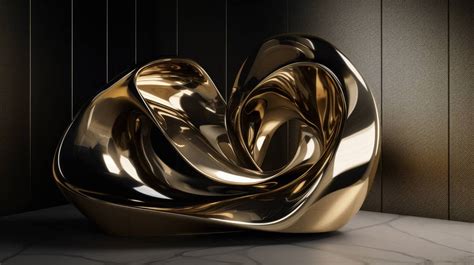 This 3D abstract sculpture showcases a composition of curving lines and ...