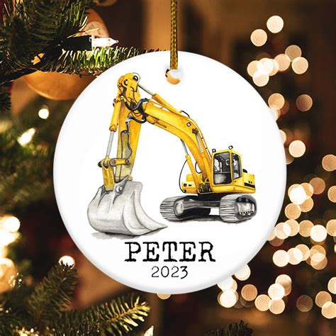 Excavator Christmas Ornament Excavator Ornamentconstruction Etsy