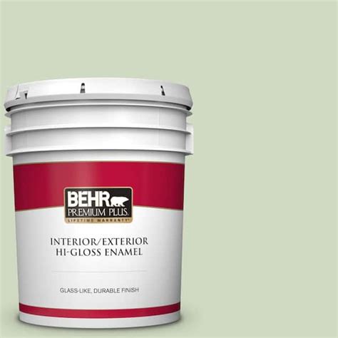 Behr Premium Plus 5 Gal M380 2 Glade Green Hi Gloss Enamel Interior