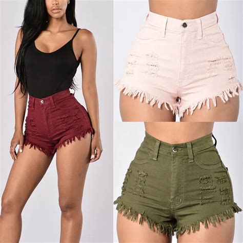 2017 De Curling Denim Shorts Retro Mulheres De Cintura Alta Short