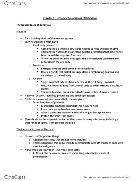 Psychology 1000 Chapter 3 Psychology Chapter 3 Notes Oneclass