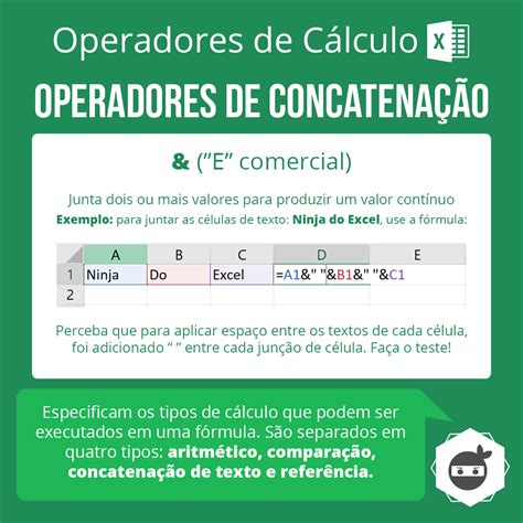 Recursos Do Excel 💡 Operadores De Cálculo Concatenação