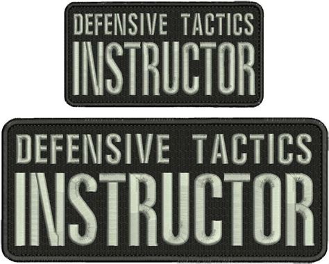 Defensive Tactics Instructor Embroidery Patches 4x10 And 3x6 Hook