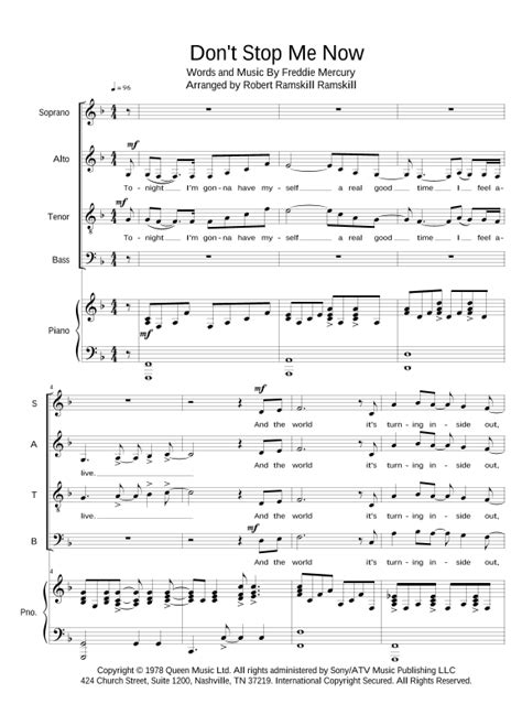 Don T Stop Me Now Arr Robert Ramskill Par Queen Partitions Pour Choeur Satb Sur Sheet Music