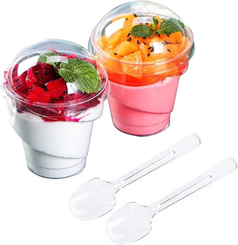 Foraineam Pack Oz Thick Plastic Dessert Cups With Lids And