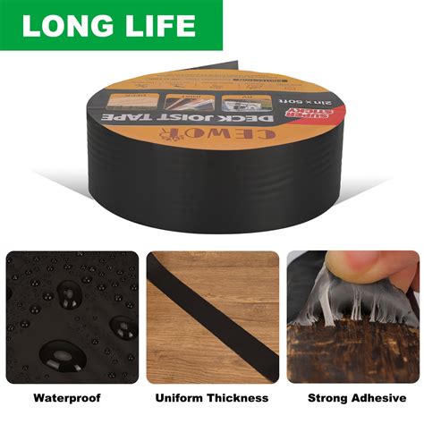 Snapklik.com : Butyl Tape For Decking, 8 Pack 2 X 50 Deck Joist Tape