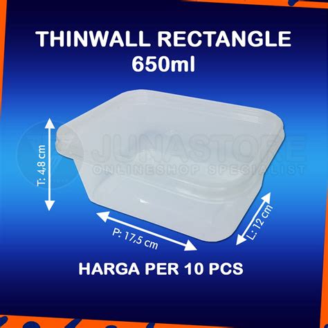 Jual Thinwall Rectangle Persegi Panjang Ml Tutup Pcs