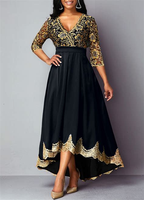 V Neck Lace Panel High Waist Dress Usd 41 57 High