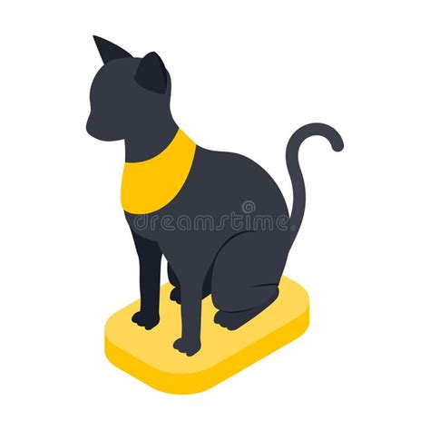 Icono Negro Del Gato Egipcio Estilo Plano Ilustración del Vector