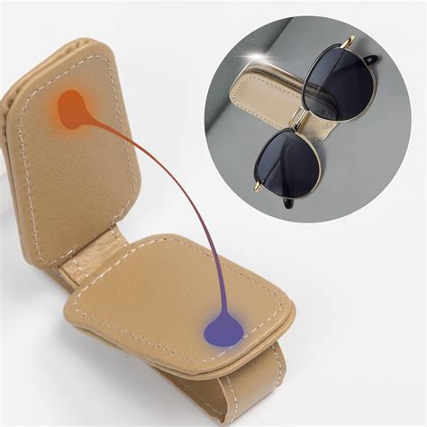 AUTOXBERT Car Sun Visor Glasses Holder Sunglasses Clip Leather Magnetic