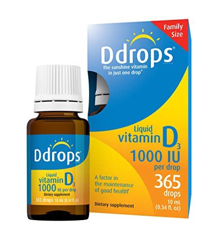 Ddrops Adults 1000IU Liquid Vitamin D3 Drops, 365 drops. No Large ...