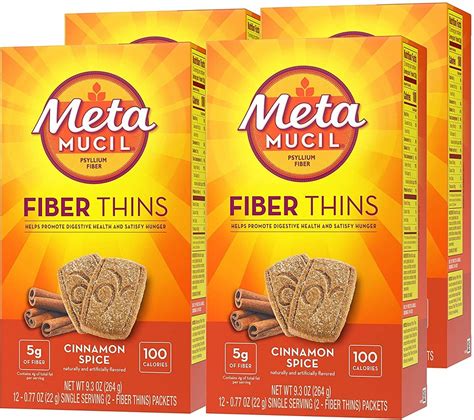 Metamucil Fiber Thins, Cinnamon Spice Flavored Dietary Fiber (Pack of 4 ...