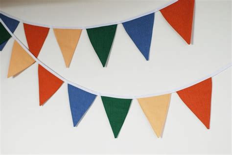 Bright Fabric Pennant Bunting String Linen Banner Flags Etsy