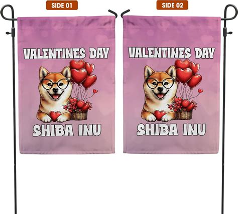 Bandera de jardín de perro Shiba Inu para el Día de San Valentín con