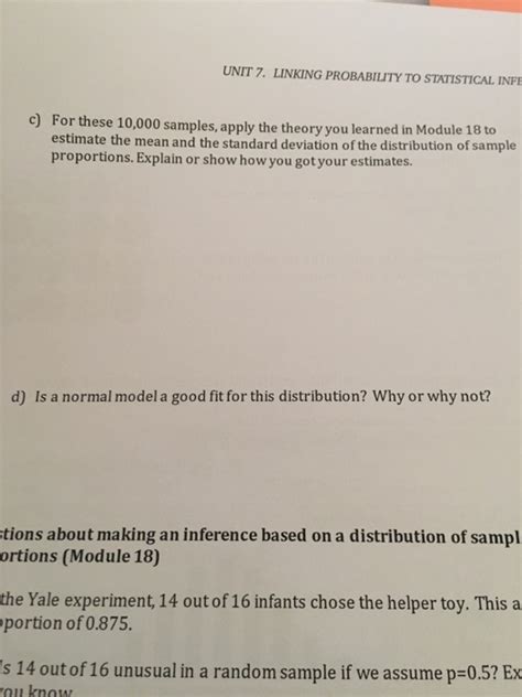 Unit 7 Linking Probability To Statistical Infe C