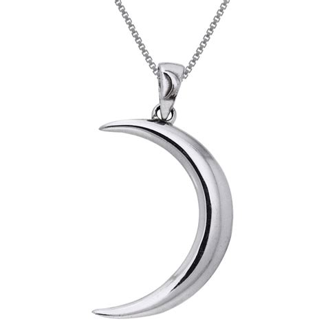 Sterling Silver Large Crescent Moon Necklace Free Shipping On Orders