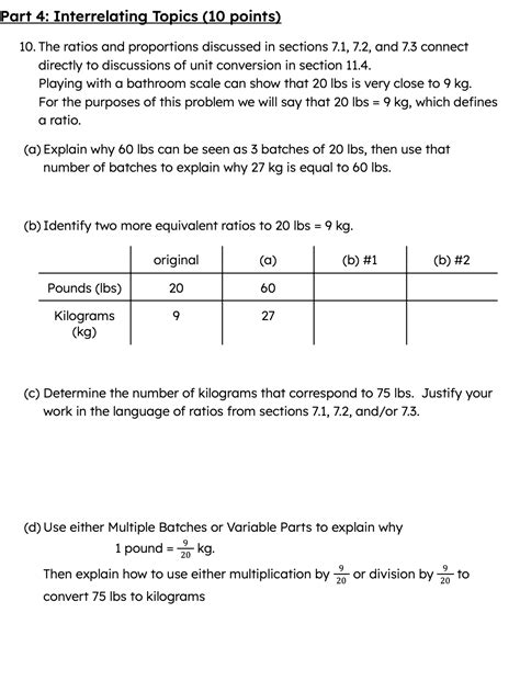 Solved Part 4 Interrelating Topics 10 ﻿points The Ratios