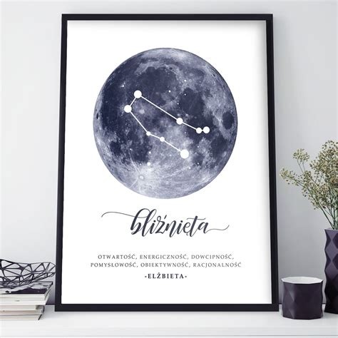 Plakat w ramie personalizowany ZNAK ZODIAKU bliźnięta