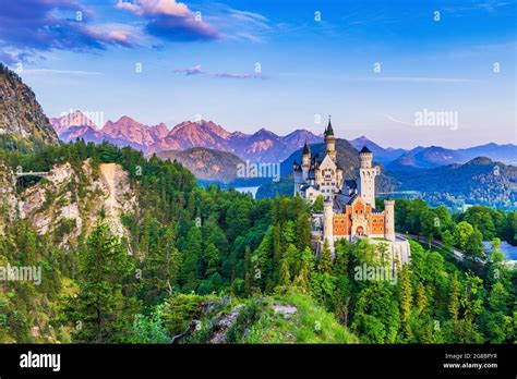 Neuschwanstein Castle, Germany. Front view of the castle and Queen Mary ...