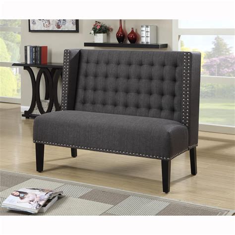 Dark Gray Tufted Upholstered Banquette Bench Is Handcrafted For The