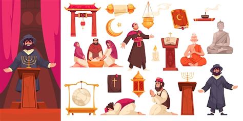 Premium Vector | Religious symbols hand drawn illustration and icons set