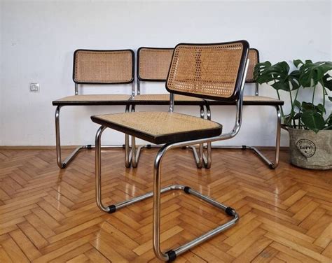 SET4 Mid Century Modern Cesca Chair Marcel Breuer B32 Italian Cesca