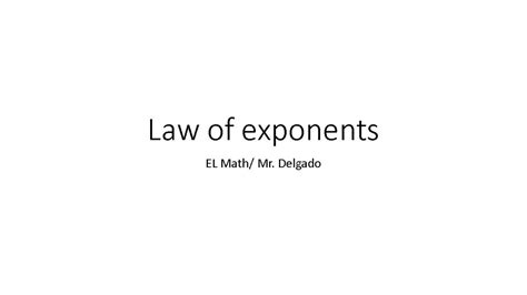 Law Of Exponents Ppt