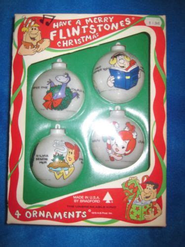 Vintage Flintstones Christmas Ornaments Set of 4