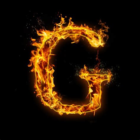 Premium Photo Letter G Fire Flames On Black Realistic Fire Effect