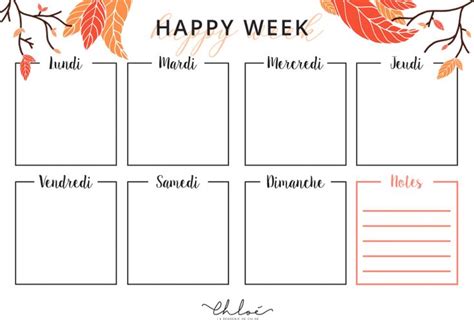 Printables Automne Calendrier Tracker Semainier La Penderie De