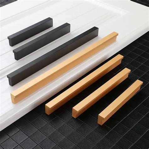 Modern Minimalist Cabinet Drawer Kitchen Door Handles Black Aluminum