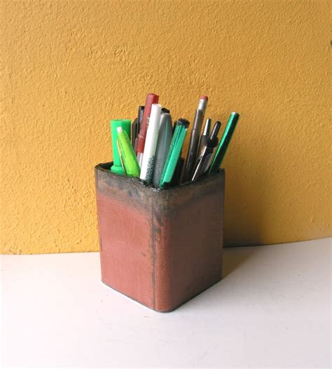 Metal Pencil Holder Office Organizer Industrial Decor