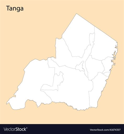 High Quality Map Of Tanga Is A Region Of Tanzania Vector Image