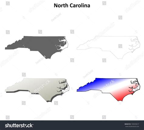 North Carolina Outline Map Set Vector Stock Vector (Royalty Free) 190593617