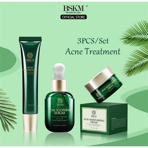 Bskm 3pcs Acne Treatment Set Skin Care Anti Acne Serum Face Cream Acne