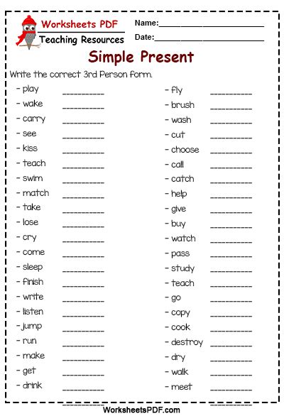 Third Person Singular Verbs List