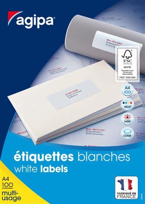 Apli Agipa Boite Tiquettes Adh Sives Blanches Multiusages