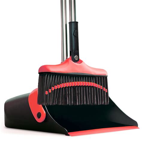 Long Handle Broom And Dustpan Set Kitchen And Lobby Cleaning Combo Red