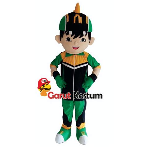 Kostum Maskot Badut Karakter Boboiboy Hijau Dewasa Lucu Costume Garut