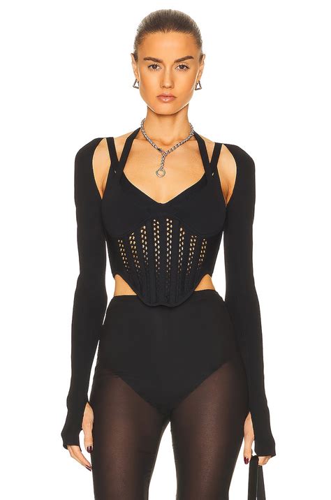 Dion Lee Column Corset Top In Black FWRD