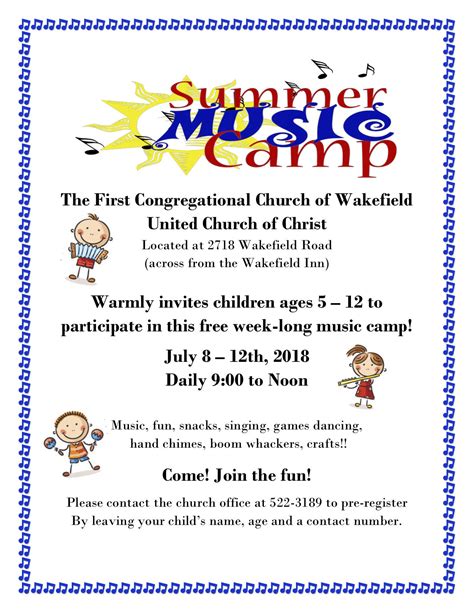 Summer Music Camp – First Congregational Church of Wakefield UCC