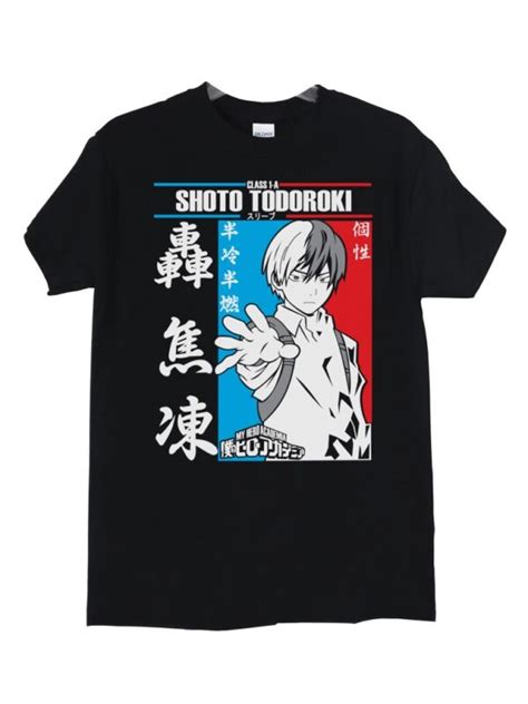 My Hero Academia Shoto Todoroki Class A Anime Polera Negra Hombre