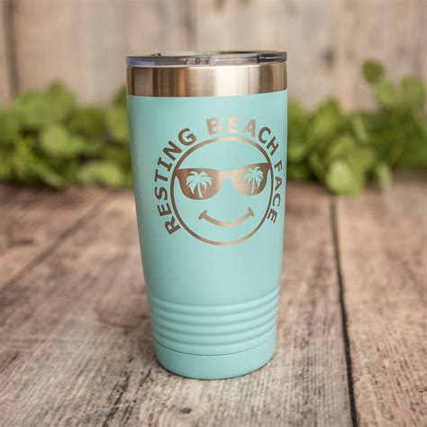 Resting Beach Face Engraved Stainless Beach Tumbler Funny Beach Gift