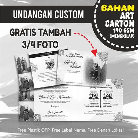 Jual UNDANGAN PERNIKAHAN MEWAH ELEGAN GLOSSY BW UNDANGAN ART CARTON