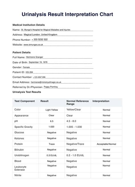 Urinalysis Result Interpretation Chart & Example | Free PDF Download