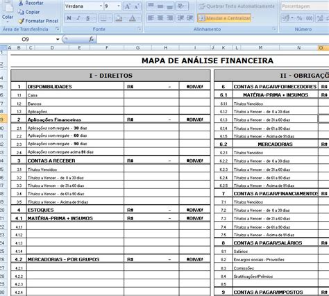 Planilha Mapa De An Lise Financeira Excel Xls